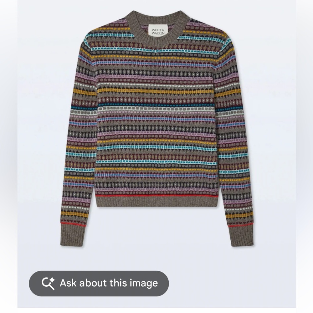 White & Warren Multicolor Fair Isle Cashmere Crewneck